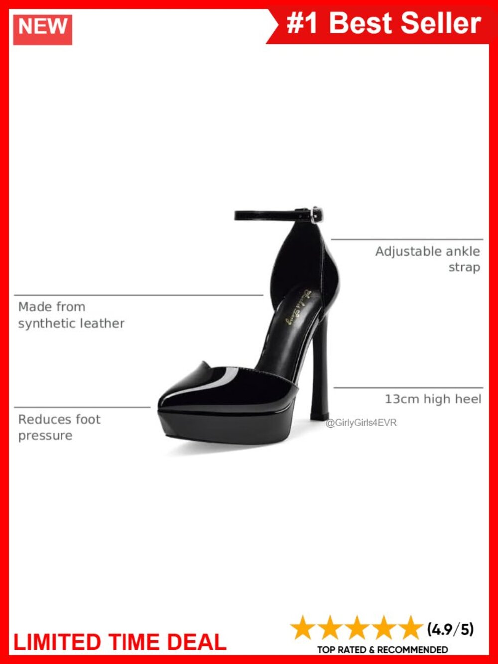 Elisabet Tang Women's 5.1 Inch Ankle Strap Platform Pumps - Synthetic Leather - Picture 2 of 6